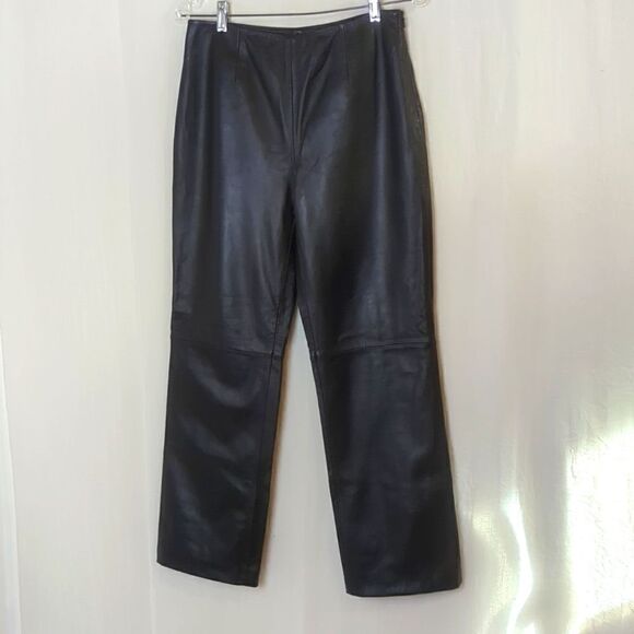 Genuine Black Lambs Leather Pants Size 4 - Picture 1 of 9